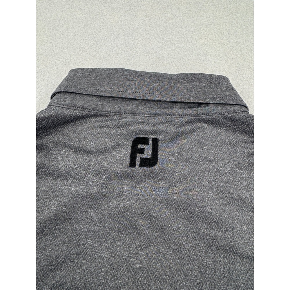 FootJoy Mens Large Gray Geometric Diamond Print Performance Golf Polo Shirt L - Picture 10 of 10